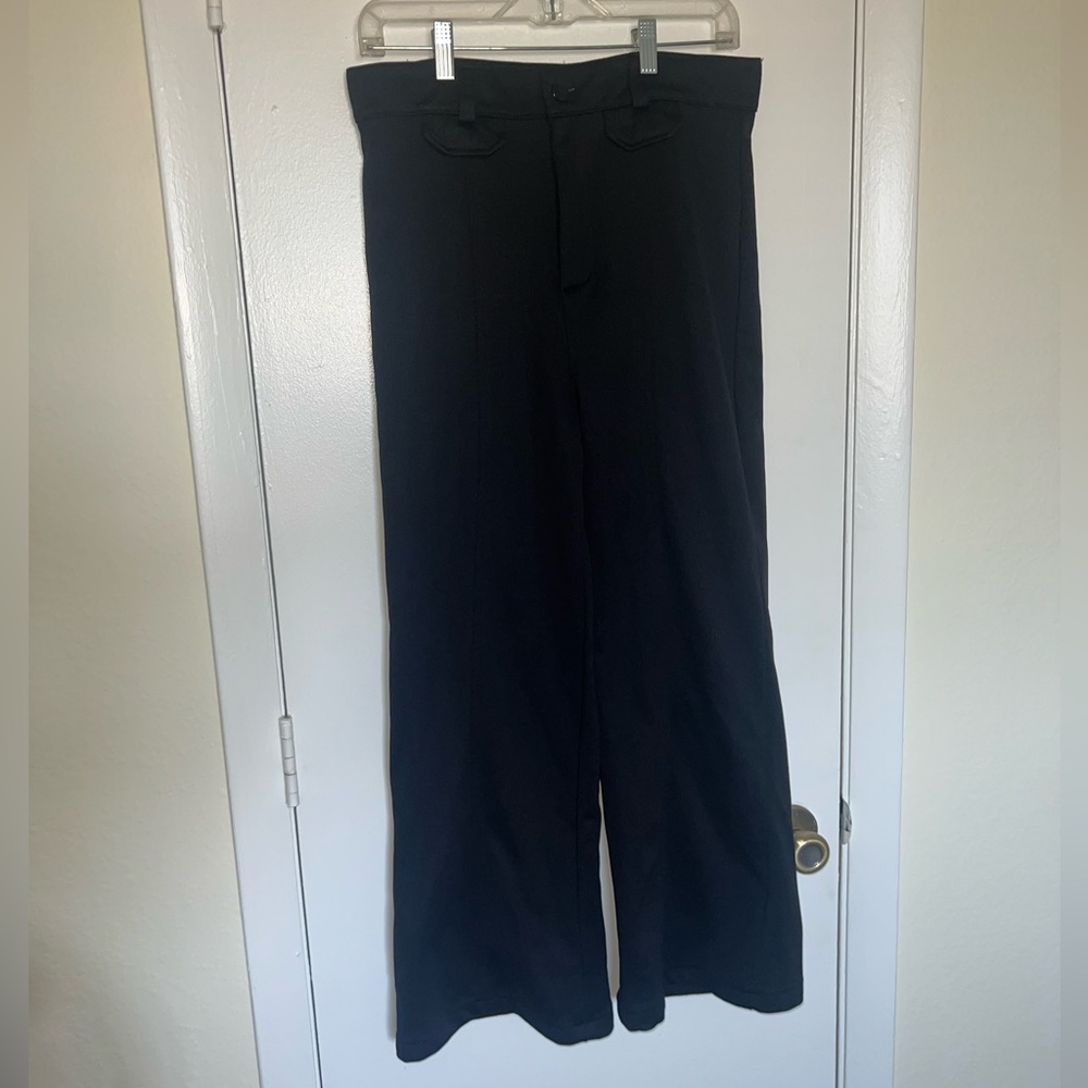CHARADES Black Bell Bottom Dress Pants